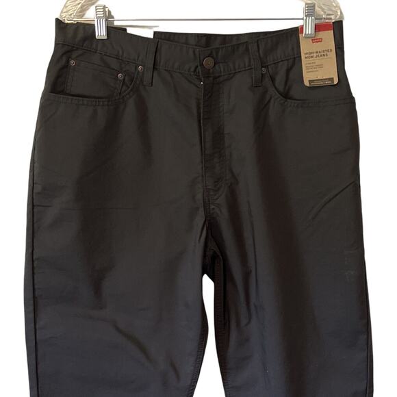 Levis Womens Casual Pants Size 33 Black Twill Pockets High Rise Mom Straight NWT - Picture 3 of 8